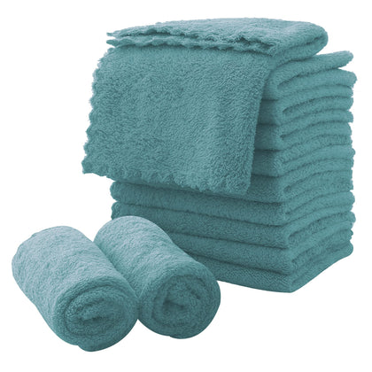 MOONQUEEN Microfiber Facial Cloths 12 Pack teal front view