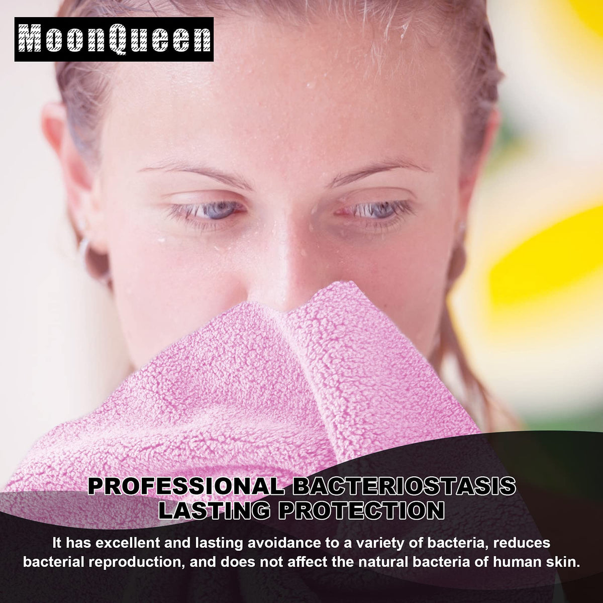 MOONQUEEN Microfiber Facial Cloths displayed with travel accessories