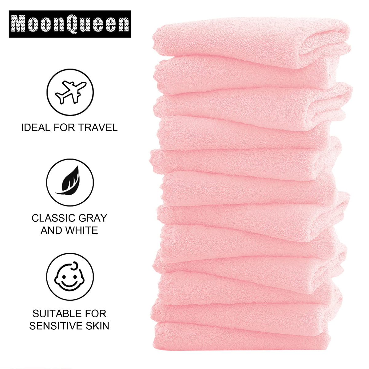 MOONQUEEN Microfiber Facial Cloths folded stack