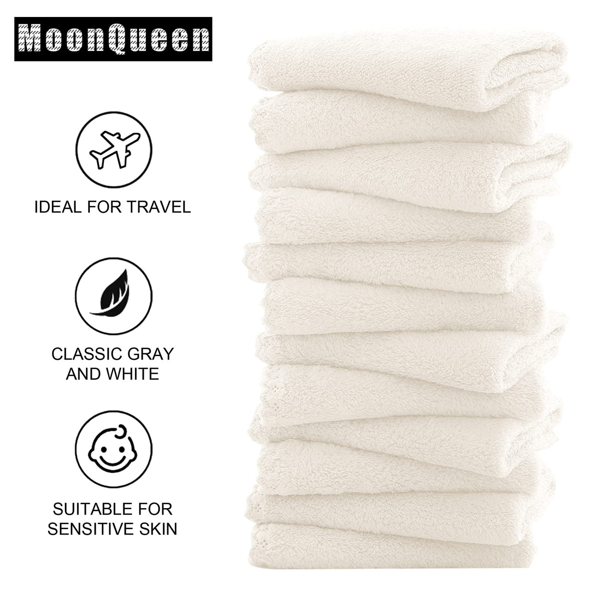 MOONQUEEN Microfiber Facial Cloths in a cosmetic bag for travel