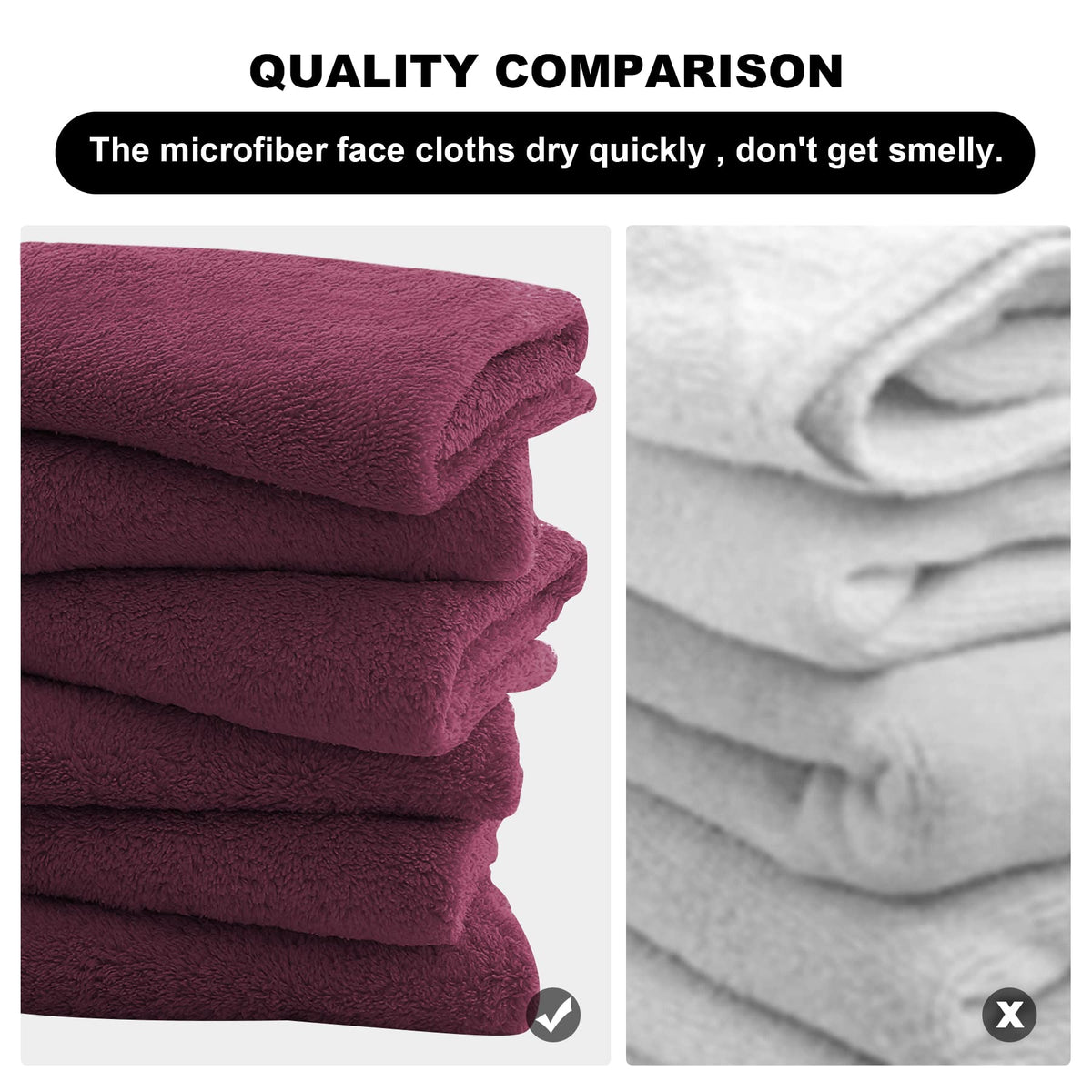 MOONQUEEN Microfiber Facial Cloths in bold burgundy colour