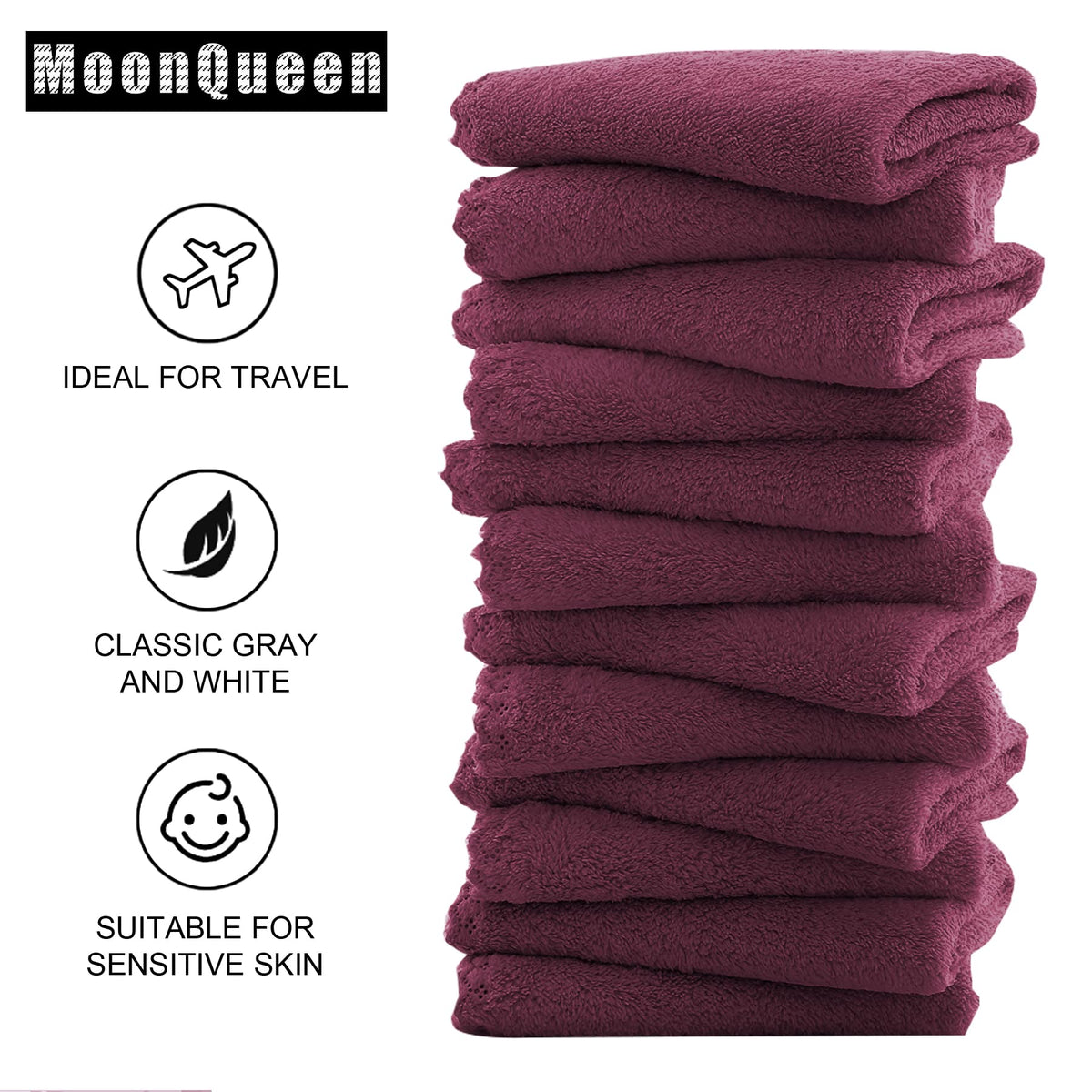 MOONQUEEN Microfiber Facial Cloths stacked view