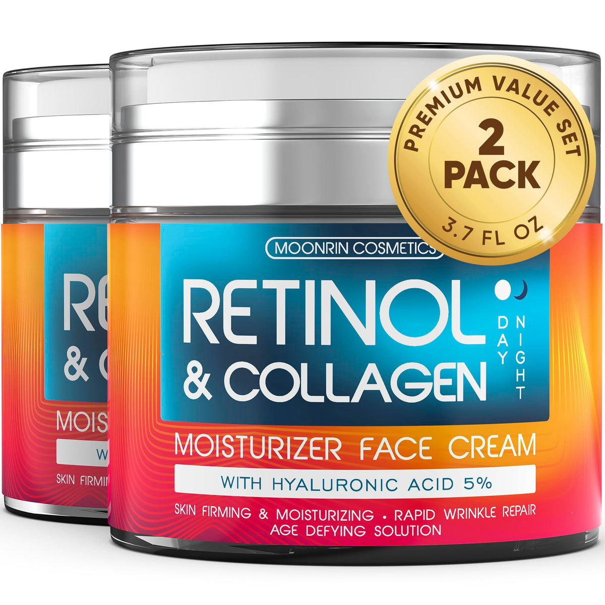 MOONRIN COSMETICS Retinol Cream 2-Pack front view with jars