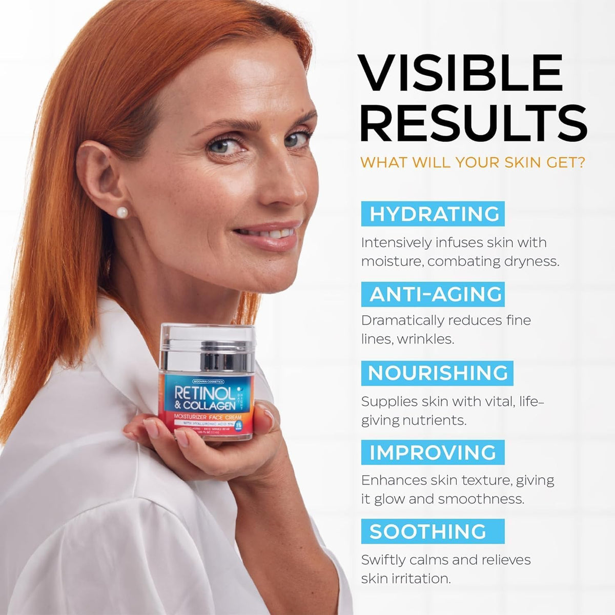 MOONRIN COSMETICS Retinol Cream application on skin