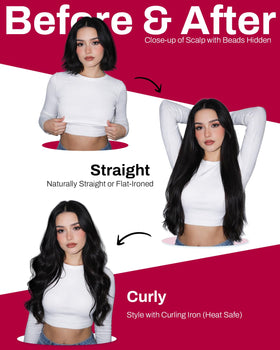 Moresoo 28 Inch Microlink Hair Extensions close-up of micro loop