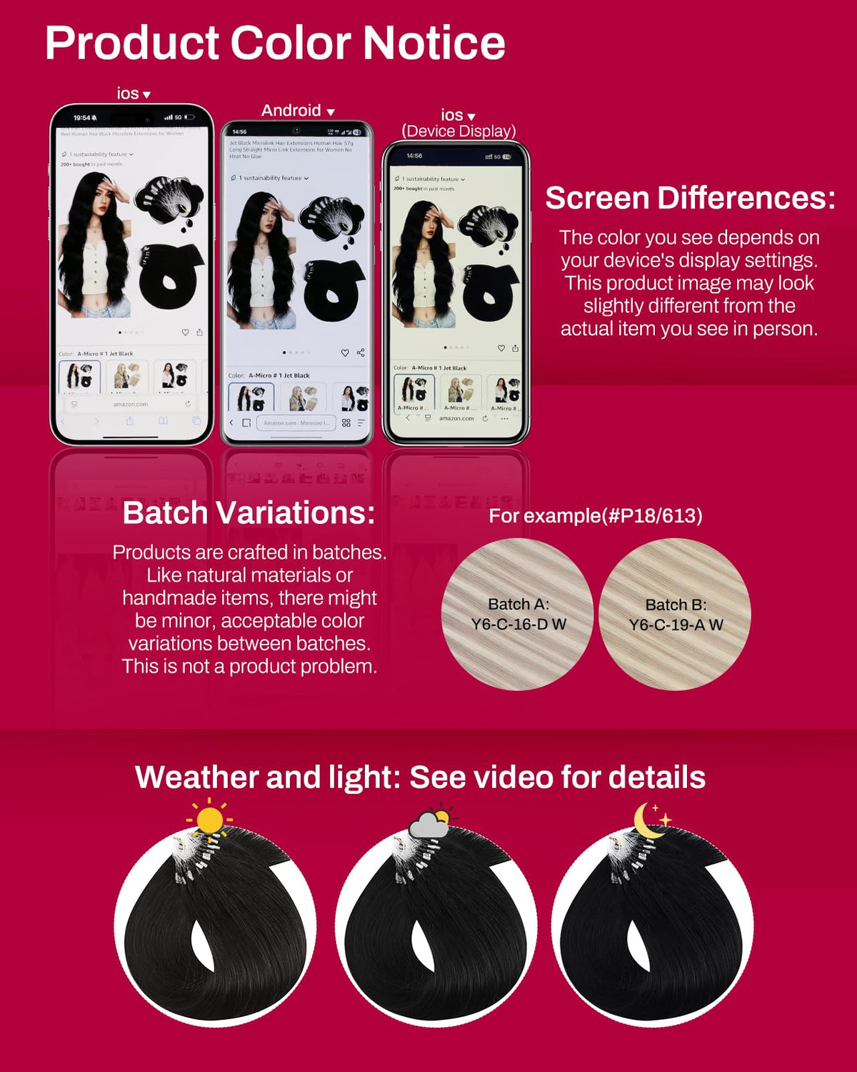 Moresoo 28 Inch Microlink Hair Extensions showing attachment points