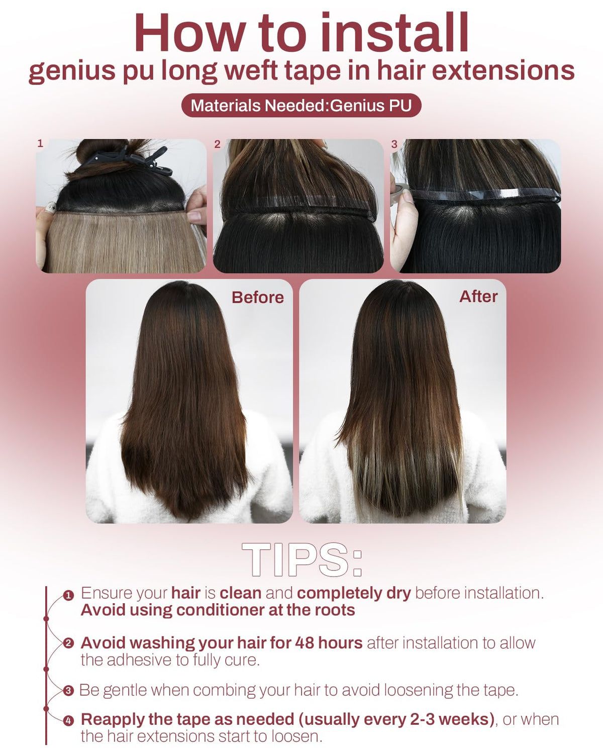 Moresoo Ash Blonde Tape in Weft Extensions with styling tools