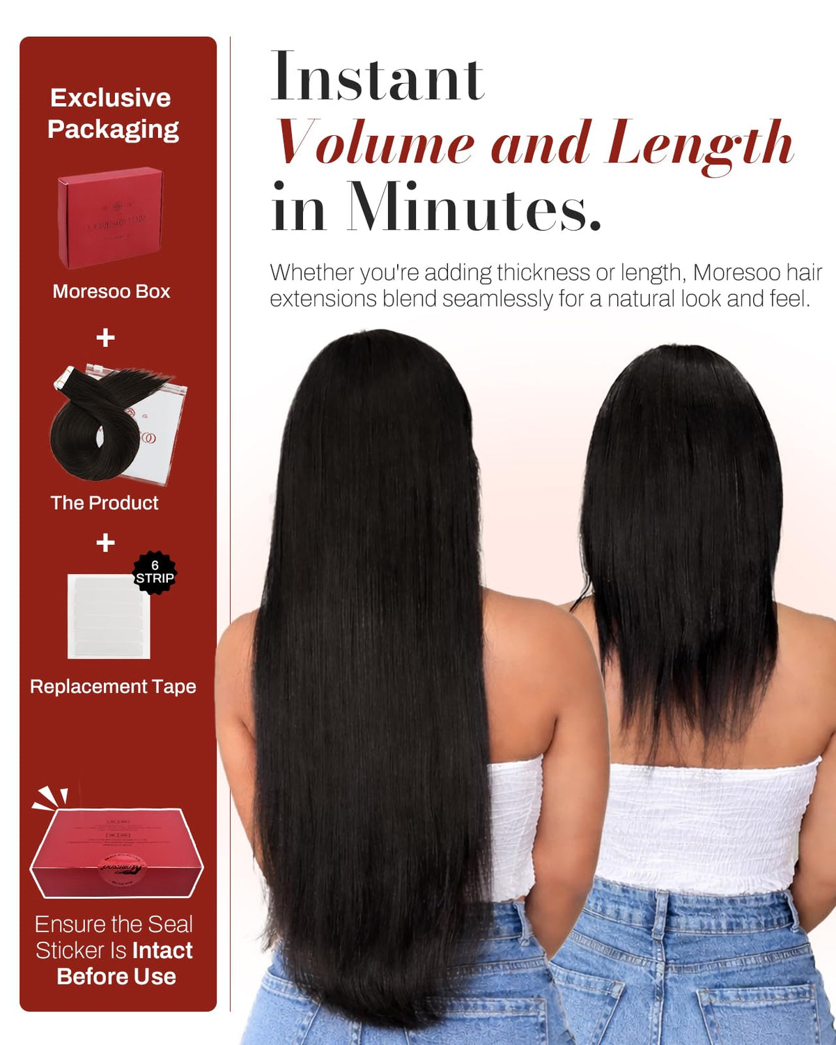 Moresoo Darkest Brown Tape in Extensions back view