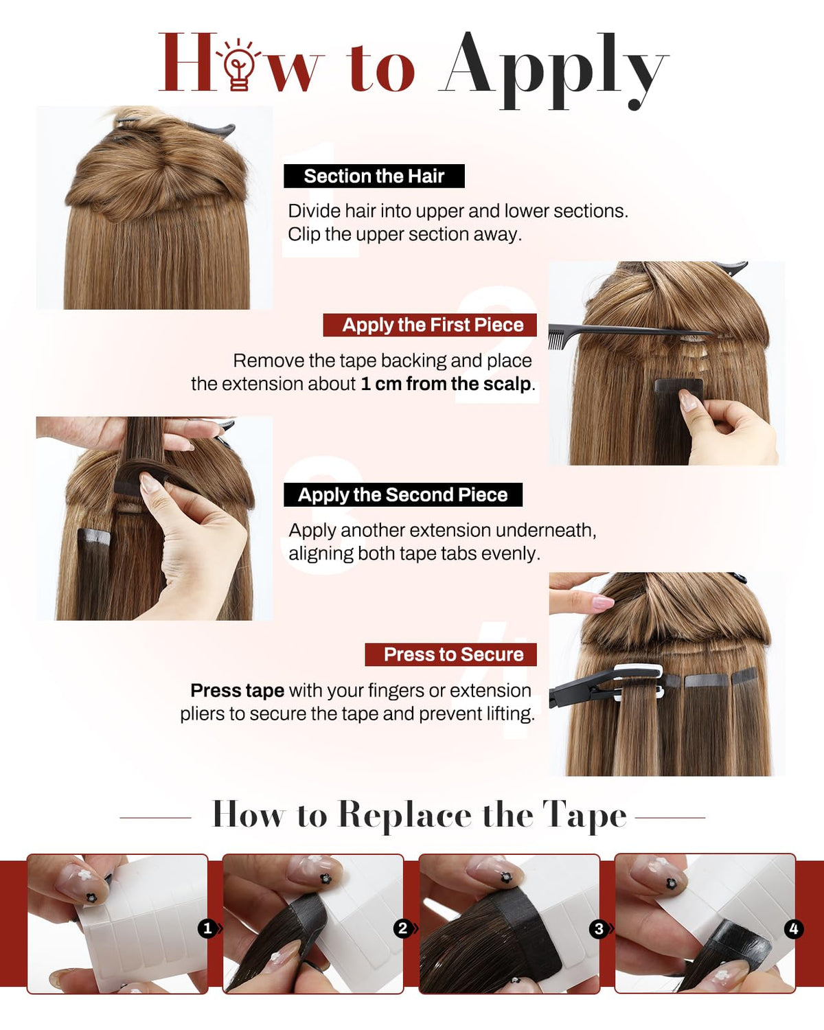 Moresoo Darkest Brown Tape in Extensions on a model