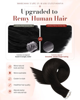 Moresoo Darkest Brown Tape in Hair Extensions 18 Inch packaging