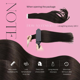 Moresoo Darkest Brown Tape in Hair Extensions back view