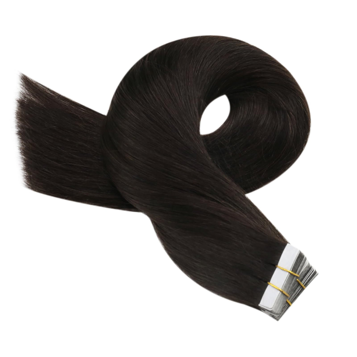 Moresoo Darkest Brown Tape in Hair Extensions installation process