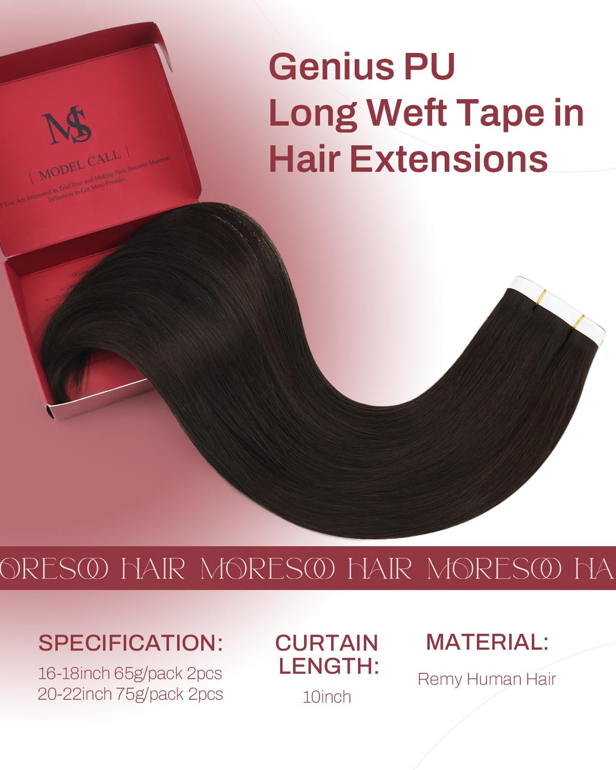 Moresoo Genius Tape Weft Human Hair Extensions close-up of weft
