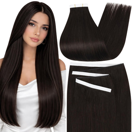 Moresoo Genius Tape Weft Human Hair Extensions dark brown front view