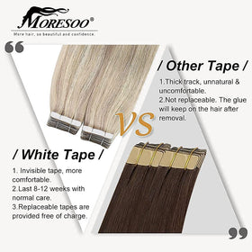 Moresoo Hair Extensions Tape Ash Blonde 22in lifestyle scene