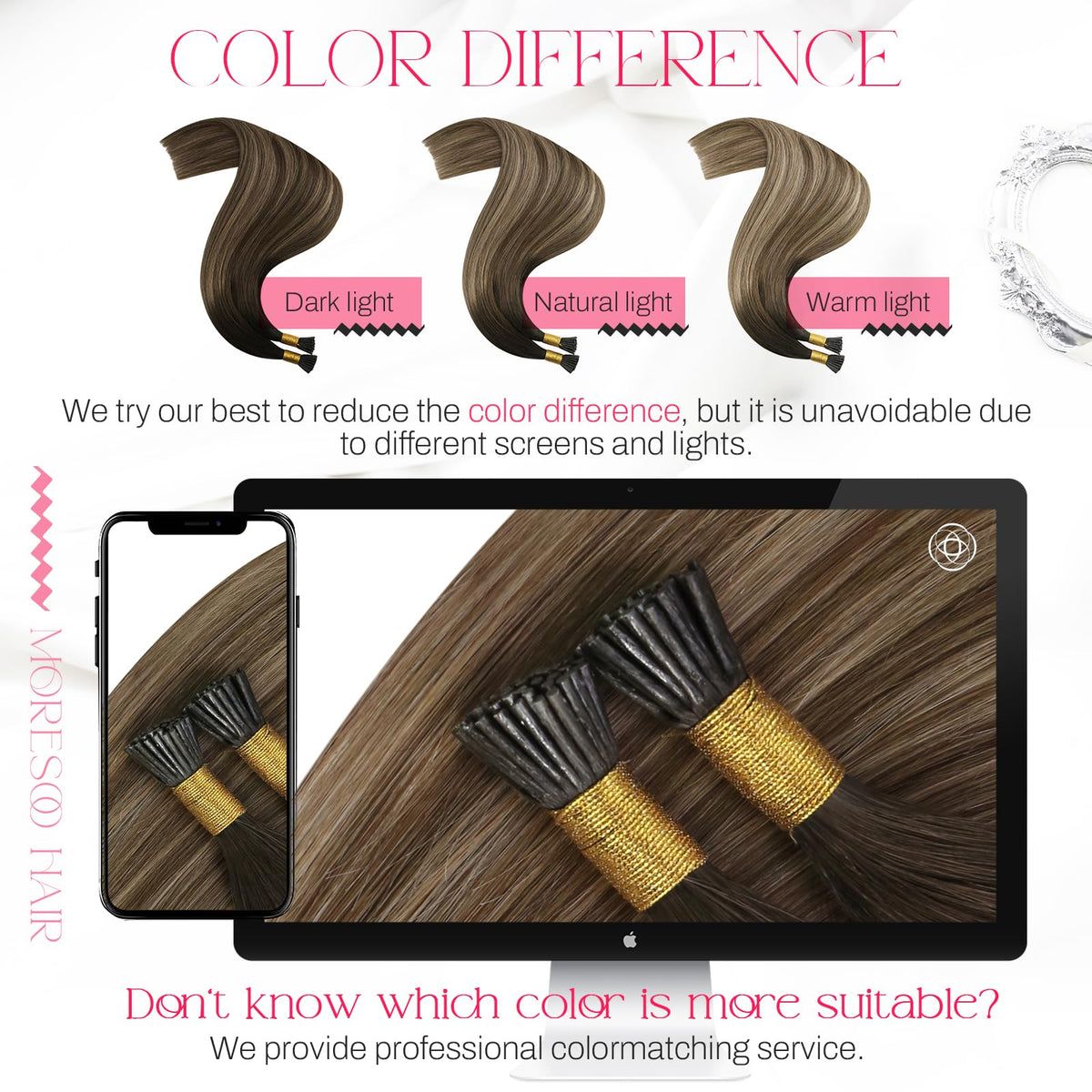 Moresoo I Tip Hair Extensions in a natural straight style