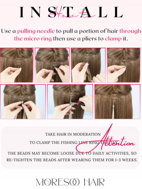 Moresoo I Tip Hair Extensions styled in a ponytail