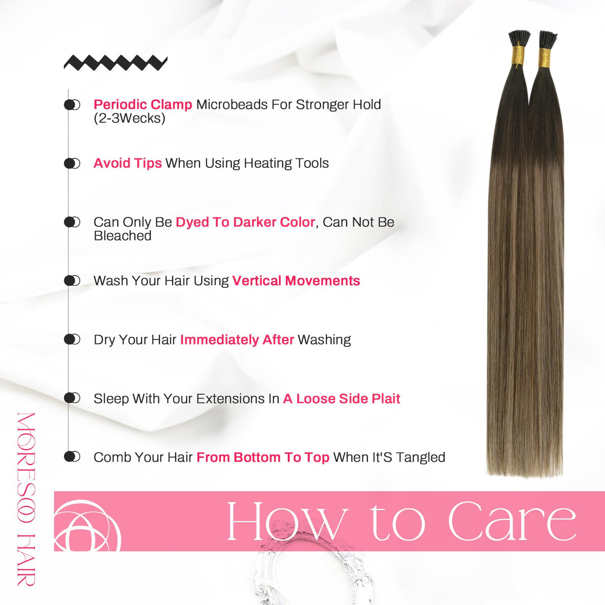 Moresoo I Tip Hair Extensions used in an updo hairstyle
