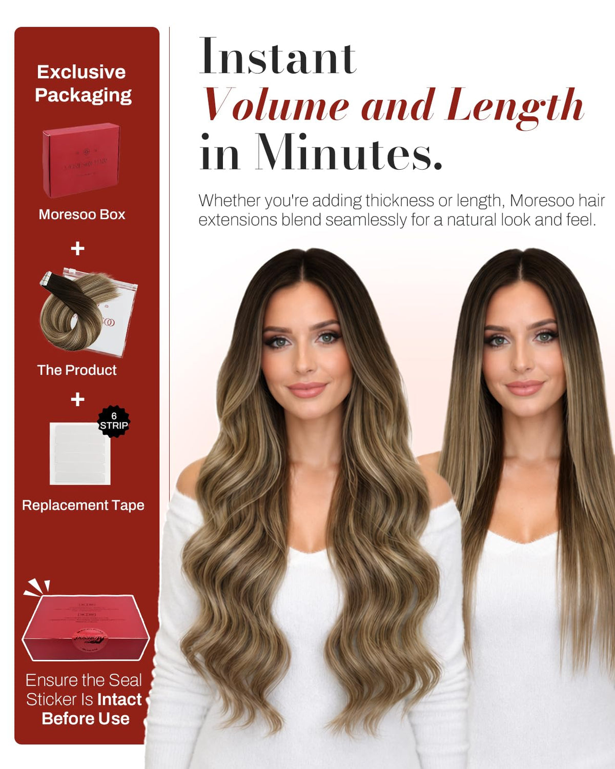 Moresoo Invisible Tape in Extensions styled on model