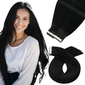 Moresoo Jet Black Tape In Extensions 28 Inch front view