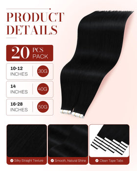 Moresoo Jet Black Tape in Extensions close-up of tape