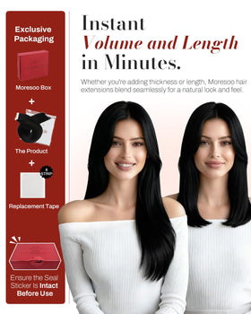 Moresoo Jet Black Tape in Extensions showing natural blend