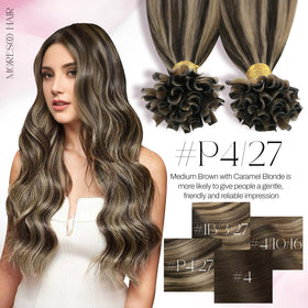 Moresoo K Tip Hair Extensions showing natural texture