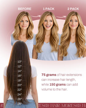 Moresoo Light Brown Highlight Tape Weft Extensions 20 Inch back view