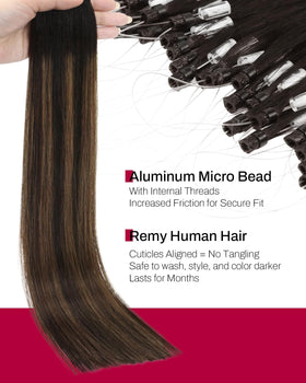Moresoo Micro Link Hair Extensions applied in hair
