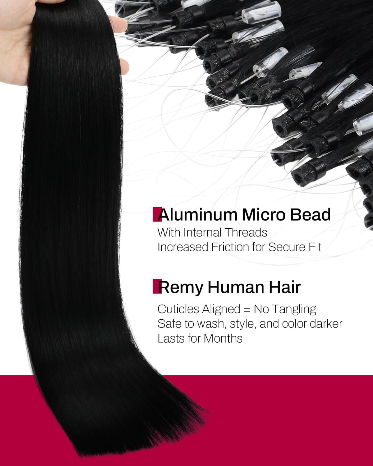 Moresoo Micro Link Hair Extensions close-up of strands
