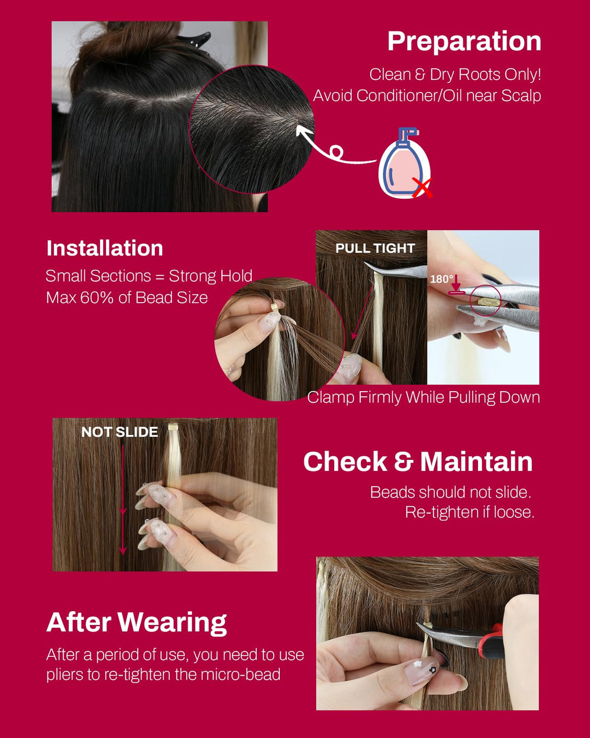 Moresoo Micro Loop Hair Extensions application process
