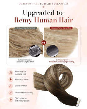 Moresoo Mocha Brown Balayage Tape Hair Extensions packaging