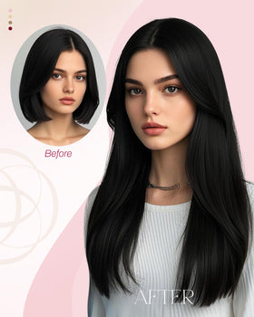 Moresoo Nano Bead Hair Extensions in a professional styling setting