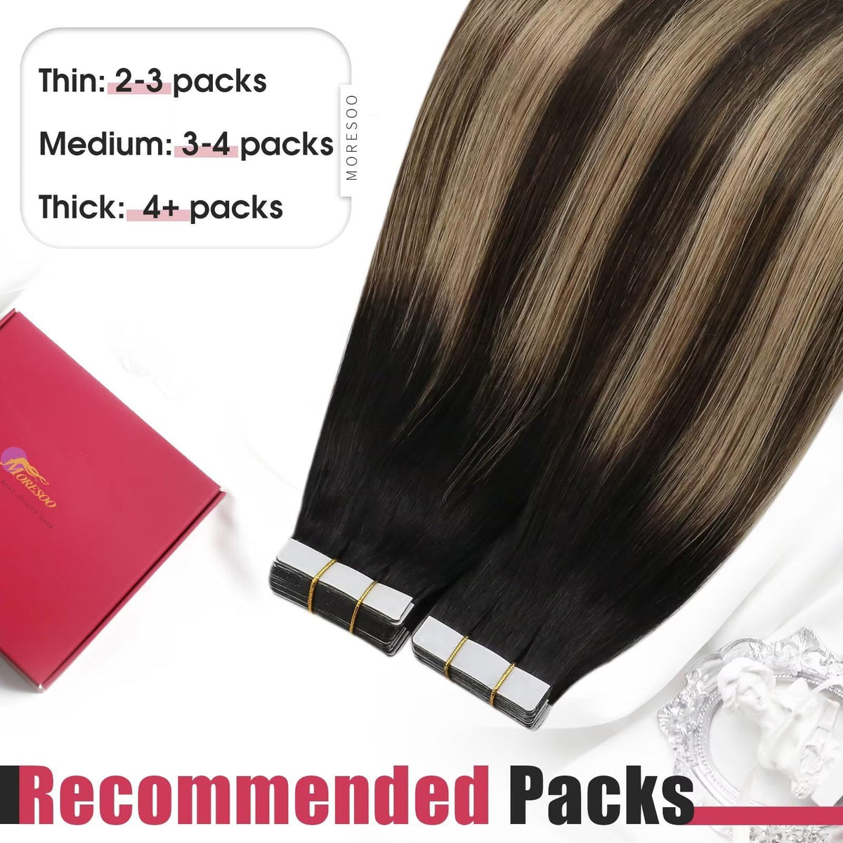 Moresoo Ombre Tape in Hair Extensions in natural lighting