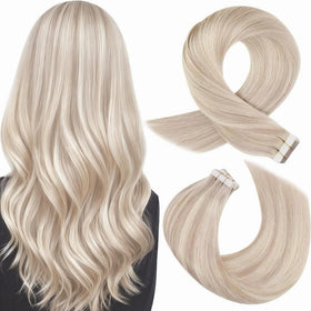 Moresoo Tape In Extensions Ash Blonde 20in front view