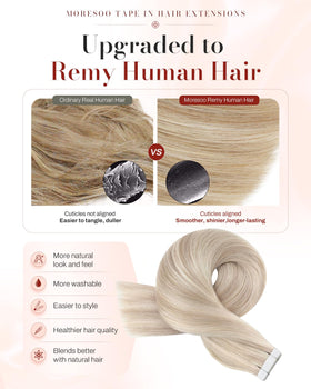 Moresoo Tape In Extensions Ash Blonde 20in packaging