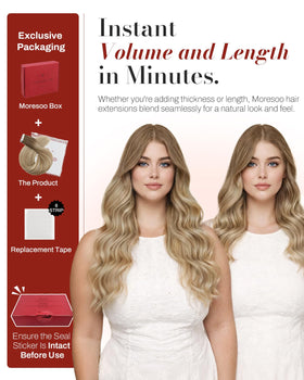 Moresoo Tape In Hair Extensions Ash Brown Blonde back view