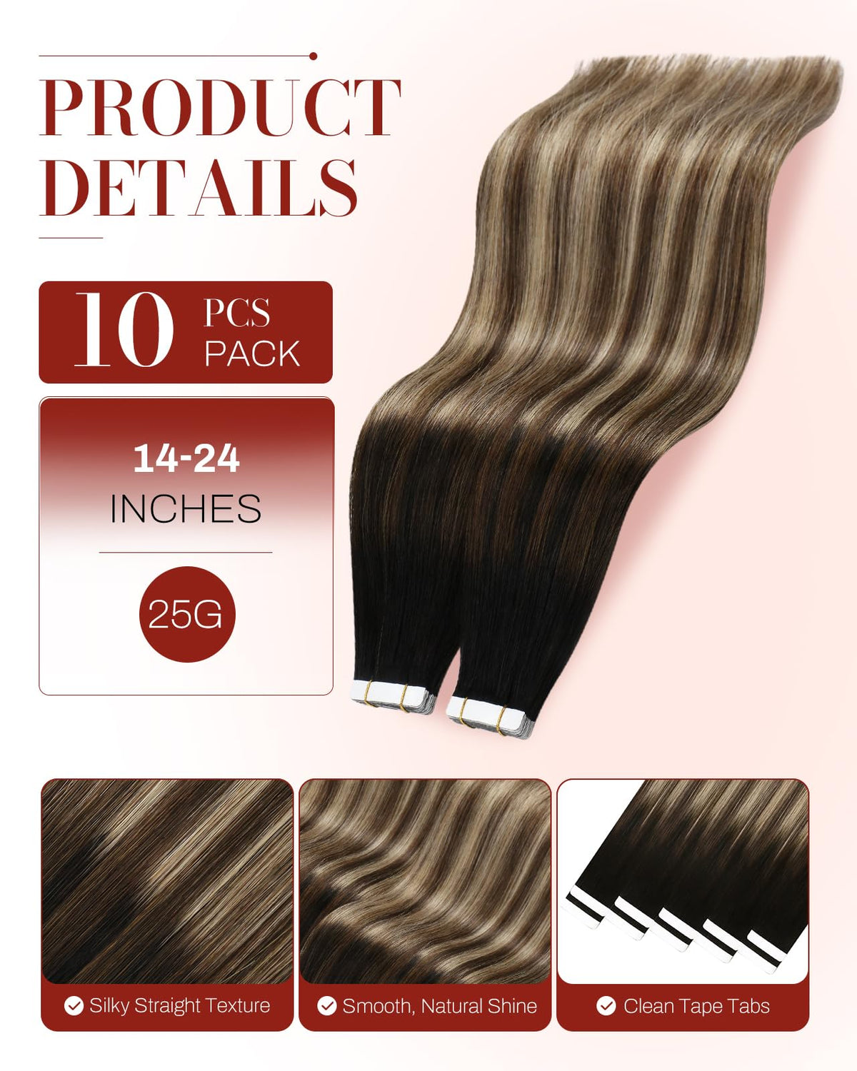 Moresoo Tape In Hair Extensions close-up of weft