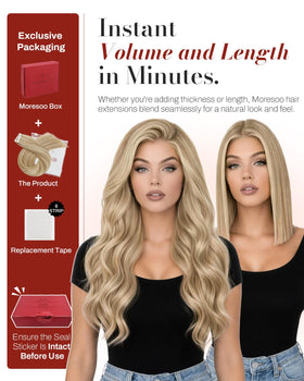 Moresoo Tape in Hair Extensions Honey Blonde installation process