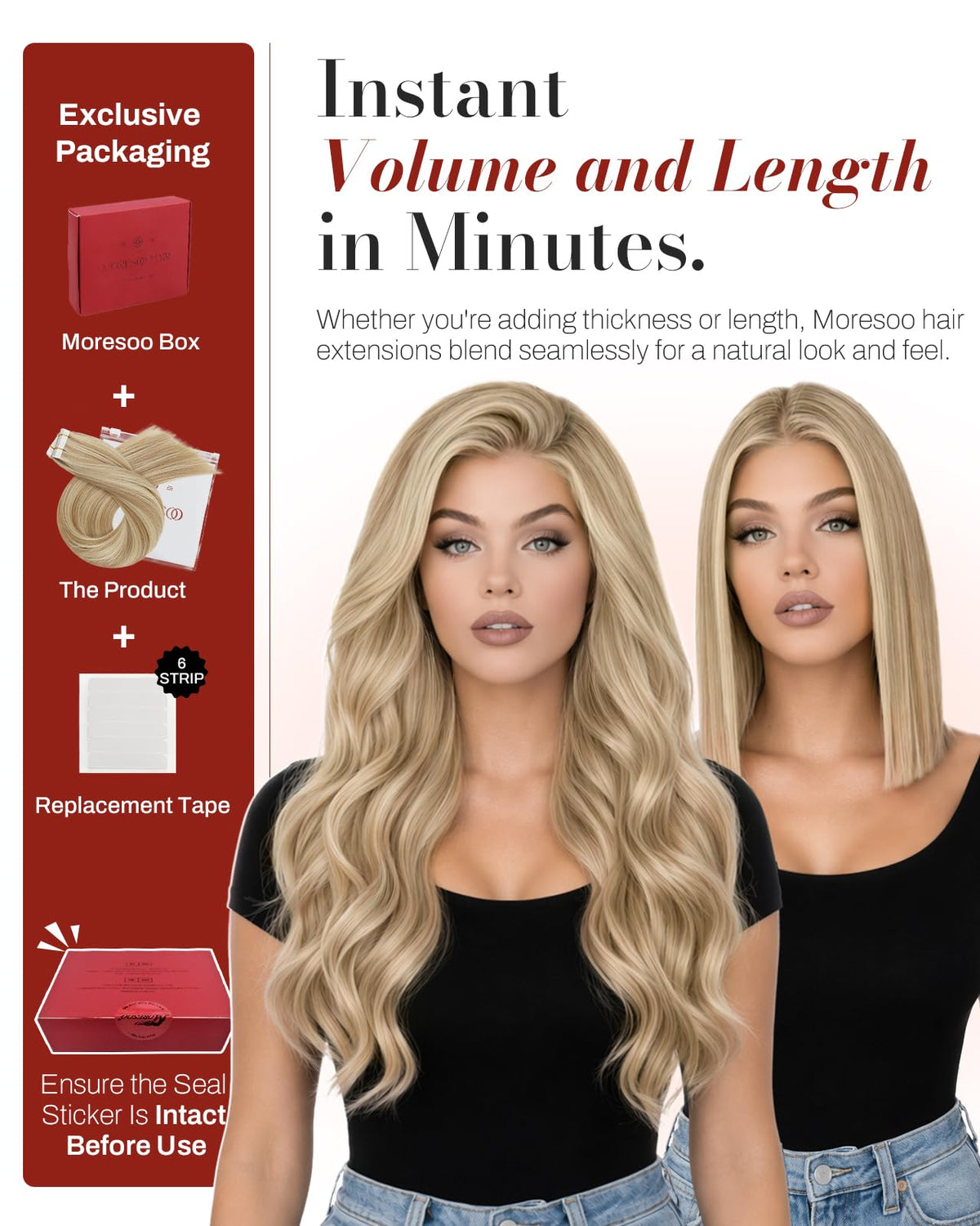 Moresoo Tape in Hair Extensions in a hairstyle