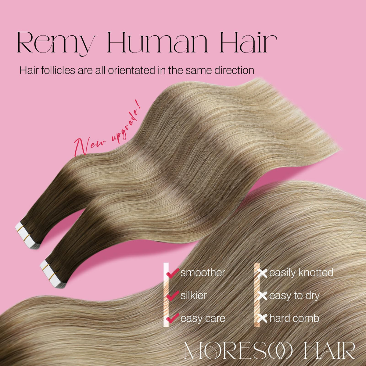 Moresoo Tape in Hair Extensions packaging