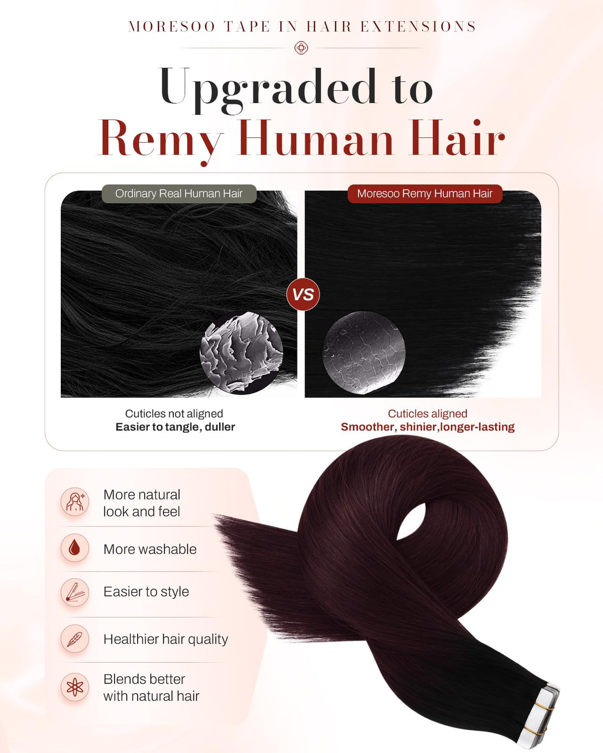 Moresoo Tape in Hair Extensions packaging