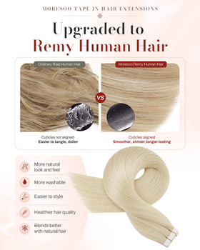 Moresoo Tape-In Hair Extensions packaging with 20 pieces