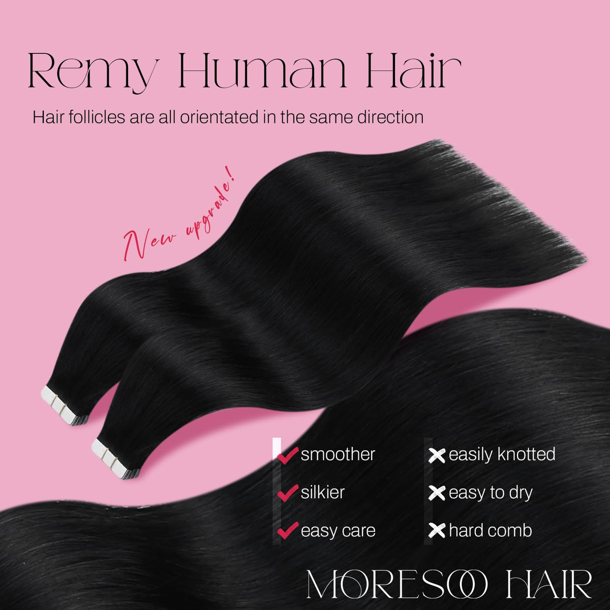 Moresoo Tape-In Hair Extensions packaging with 20 pieces