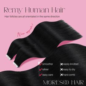 Moresoo Tape-In Hair Extensions packaging with 20 pieces