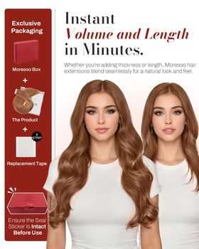 Moresoo Tape in Hair Extensions showing hair texture