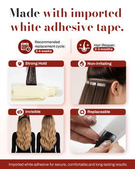 Moresoo Tape in Hair Extensions styled in loose waves