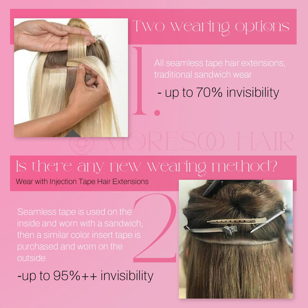 Moresoo Tape in Hair Extensions texture detail