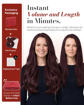 Moresoo Tape in Hair Extensions Wine Red 16 Inch back view