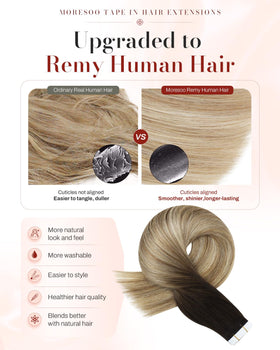Moresoo Tape in Human Hair Extensions packaging with 20 pieces